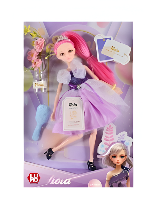 LUMO Vyna Fashion Doll with Pink Hair, Sparkle Dress & Tiara – Collectible Toy Set for Kids 3+  NX15396