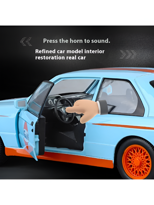 Blue - BMW E30 M3 DTM Race Car Diecast Model | Warsteiner Livery 1:24 Scale | Classic Touring Car Collectible LMI15794