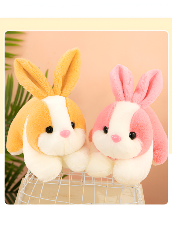 Cute Pink and White Bunny Stuffed Animal - Cuddly 8" Rabbit Soft Plush Toy for Kids LMI11102