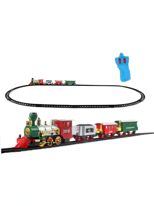Classic Electric RC Train Set for Kids | 17 PCS Battery Operated Railway with Remote Control LMI13472