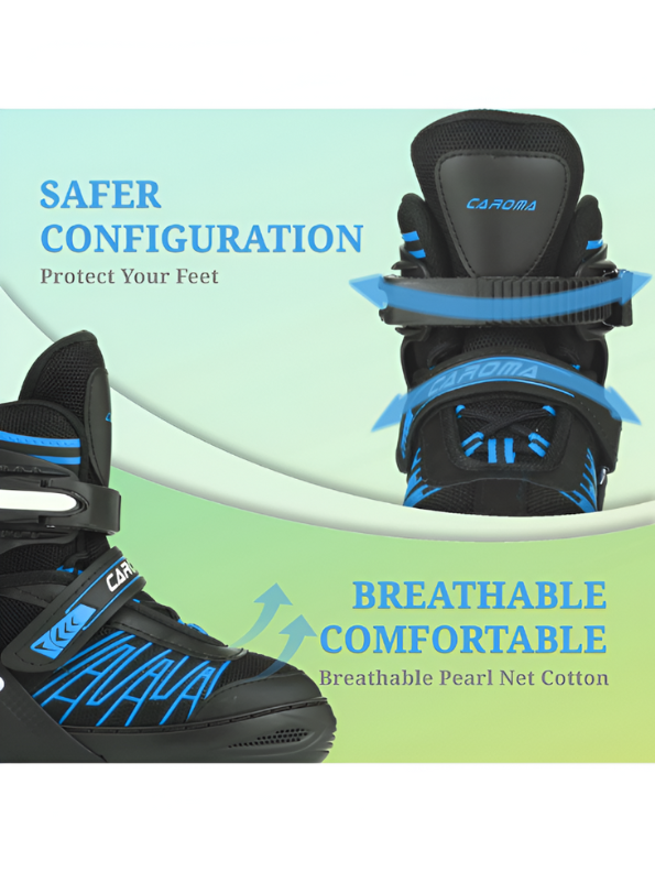 Pro-Grade Adjustable Inline Roller Skates with Flashing LED Light-Up Wheels - Unisex Design LMI10786