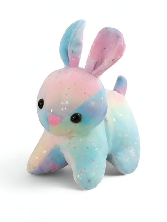 Fuzzy Blue Rabbit Soft Toy with Star Glitter - Cute Plush Bunny for Kids LMI11911