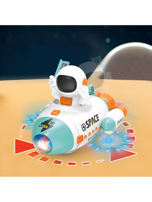 Bump-and-Go Astronaut Space Rocket Car Toy with Flashing LED Lights and Sounds LMI15174