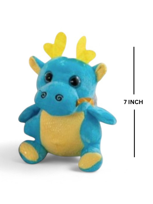 Cute Blue Dragon Plush Toy with Antlers & Blue Eyes, Soft Stuffed Animal for Kids LMI11921