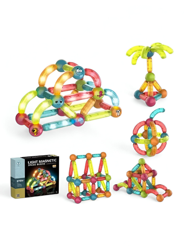 Light Magnetic Sticks Blocks Building Block Set - 52 PCS STEM Learning & Play LEGO Set - Glowing Educational Toy for Kids TV2121