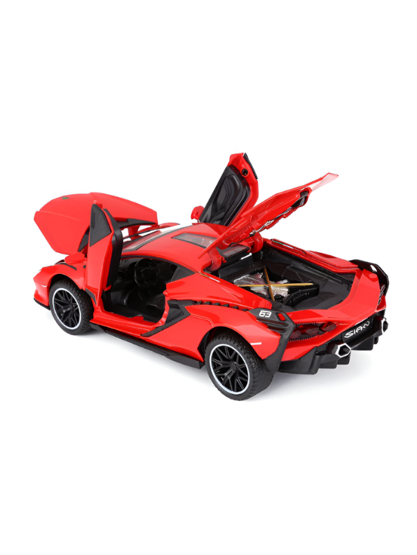 Red - Lamborghini Sián FKP 37 (1:32 Scale) Diecast Toy Car - Pull Back, Open Doors, Lights & Engine Sound LMI15675