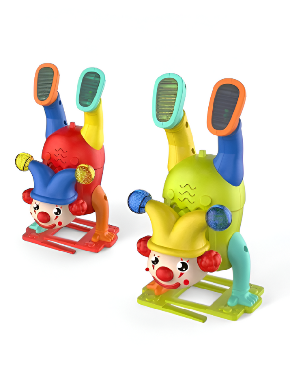 Green - Musical Upside Down Clown Toy for Kids with Handstand Action and Flashing Lights LMI11203