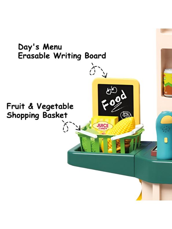 Little Shopper Supermarket – Kids Toy Cash Register & Grocery Store Playset with Accessories - LMI13537