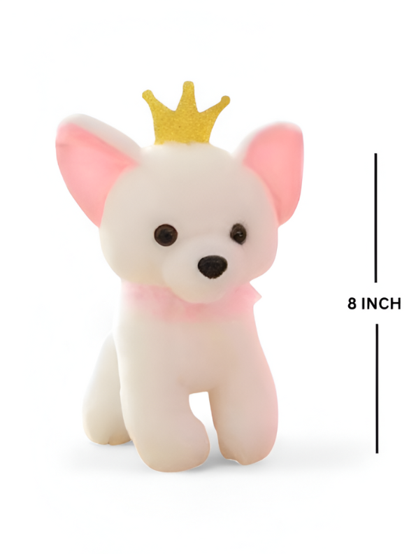 Pink White Dog with Gold Crown - Soft Toy for Kids LMI11091
