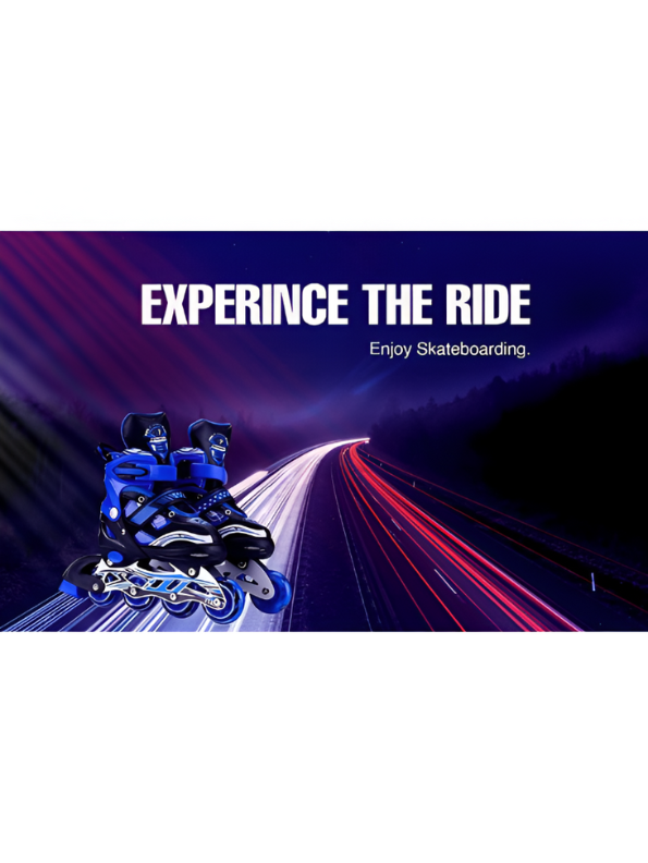 Sparkle Blue Inline Roller Skates - Extendable Kids' Skates for Girls - White/Grey Accents LMI10750