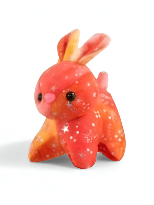 Fuzzy Orange Rabbit Soft Toy with Star Glitter - Cute Plush Bunny for Kids LMI11911