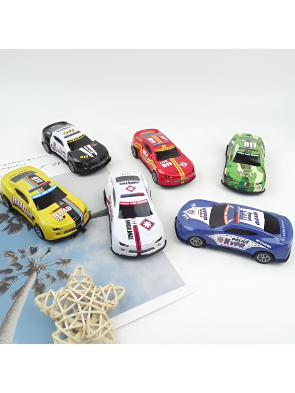 Assorted Die-Cast Racing & Emergency Car Collection (6 pcs) | Pull Back Toys LMI15683