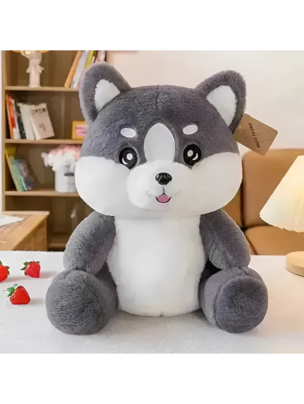 Grey - Fluffy Shiba Inu Puppy Plush - Huggable & Super Soft Toy Dog Stuffed Animal for Kids & Adults LMI12510