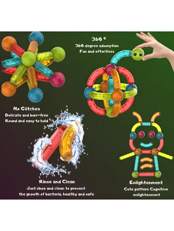 Light Magnetic Sticks Blocks Building Block Set - 52 PCS STEM Learning & Play LEGO Set - Glowing Educational Toy for Kids TV2121