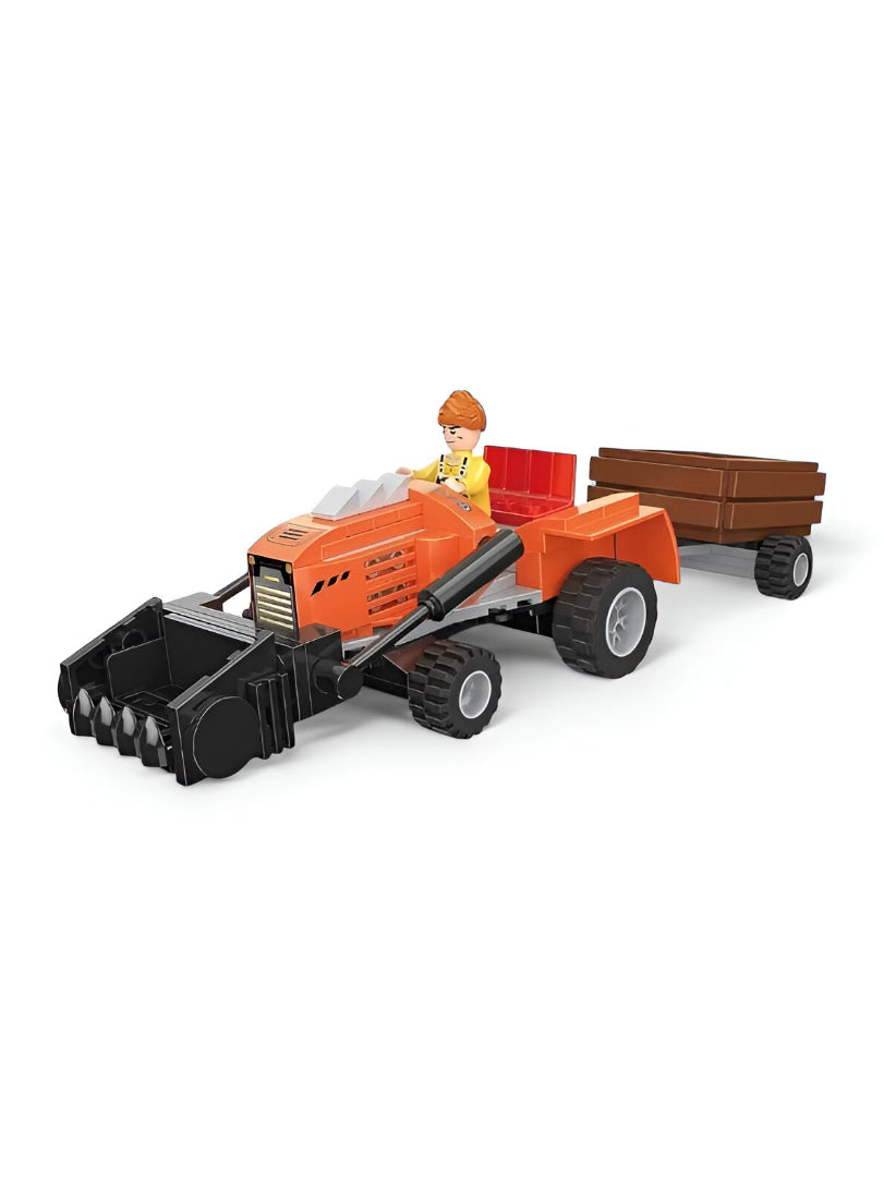 Farm Tractor and Milk Tanker Trailer Building Block Set - COGO CITY LEGO Set - Agricultural Vehicle Toy for Kids Ages 6+ TV5078