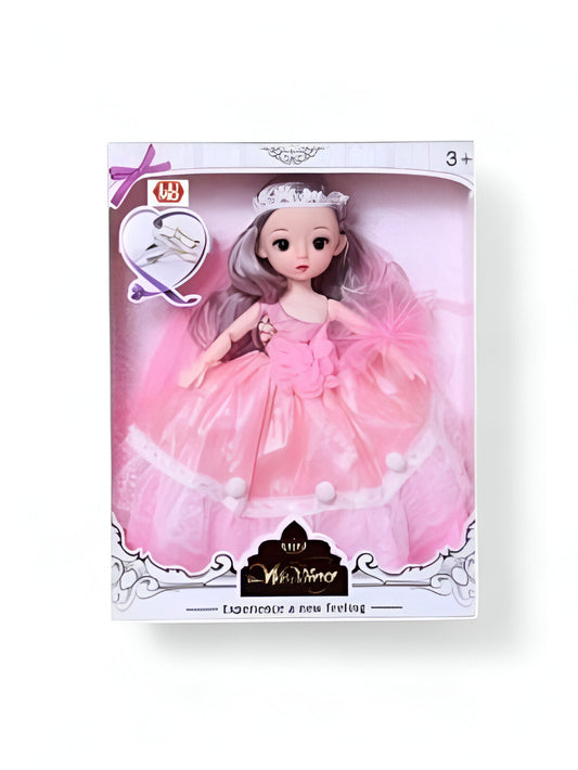 Beautiful Princess Wedding Doll in Pink Gown | Long Hair Fashion Doll with Accessories LMI10448