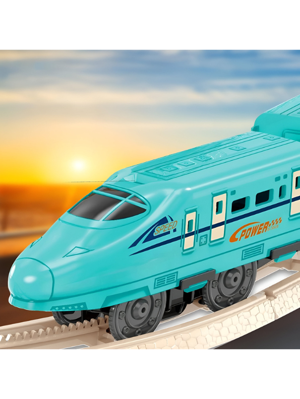 Wooden & Plastic Track Train Set with Two Vertical Loops | Loop-the-Loop Rollercoaster Train Toy LMI11808