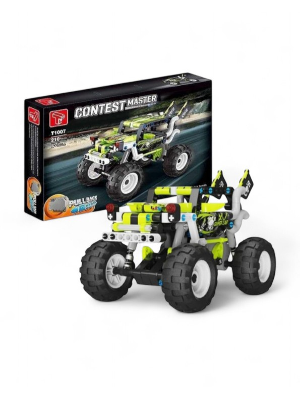 198-Piece Pull-Back Race Car Building Toy | Contest Master Monster Truck LEGO Set for Boys & Girls