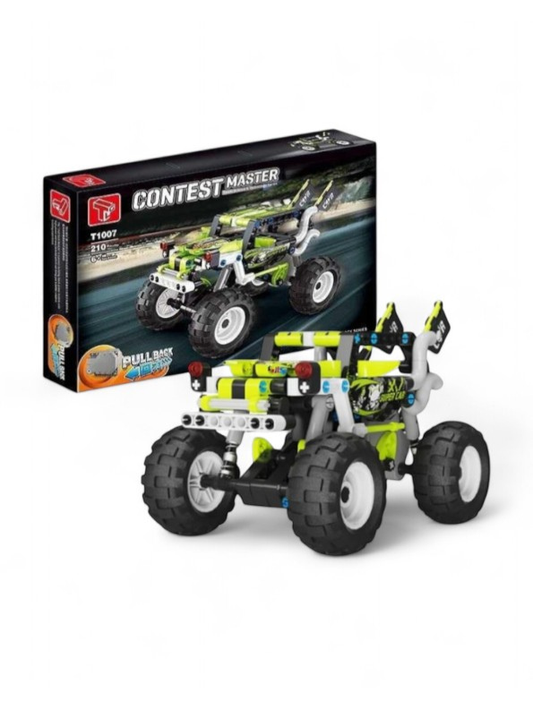 Green - 210-Piece Pull-Back Race Car Building Toy | Contest Master Monster Truck LEGO Set for Boys & Girls