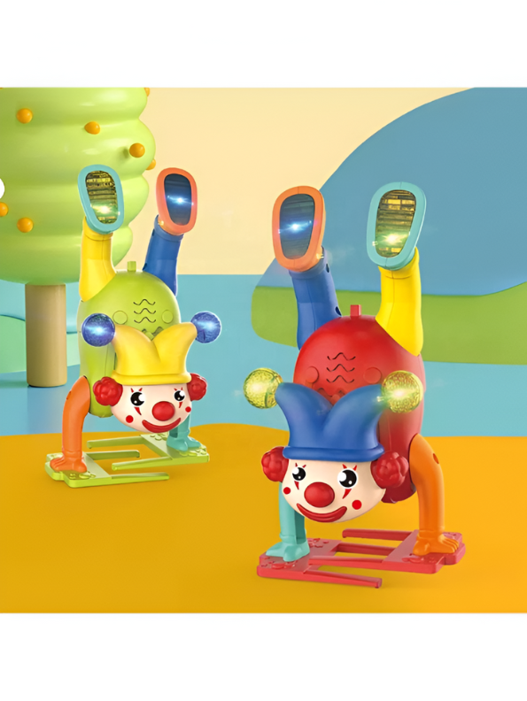 Musical Upside Down Clown Toy for Kids with Handstand Action and Flashing Lights LMI11203