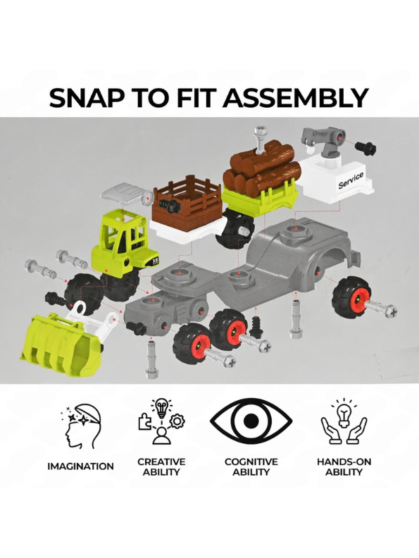 DIY Take-Apart Logging Truck Toy Set with Screwdriver & Crane | Build & Play Construction Vehicle | Educational STEM Toy for 3+ TV1571