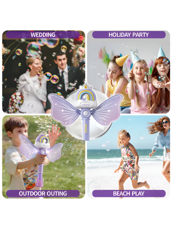 Angel Light Up Bubble Wand Toy for Kids | Flashing LED, lavender Fairy Wings & Music | Great Gift or Party Supply NX15767