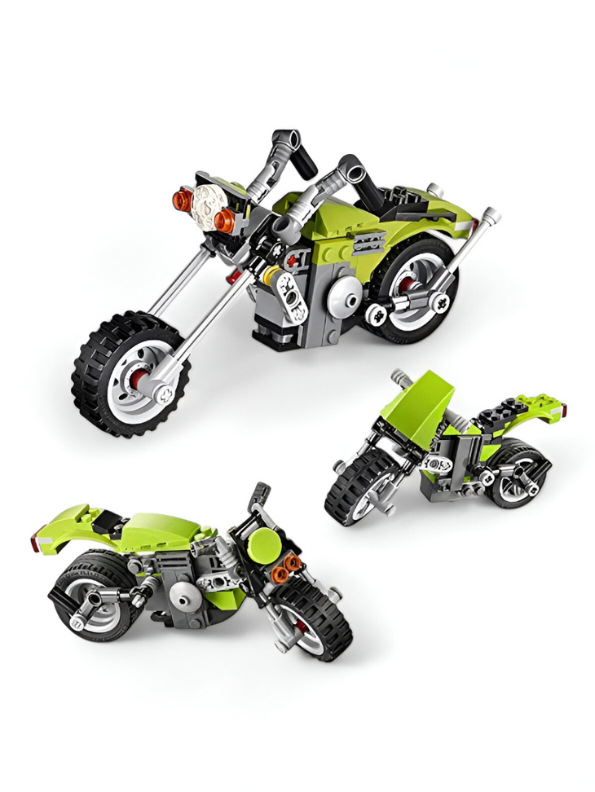 3-in-1 Highway Cruiser Motorcycle Building Block Set - 129 PCS ARCHITECT Chopper LEGO Set - Vehicle Model Toy for Ages 8+ TV867