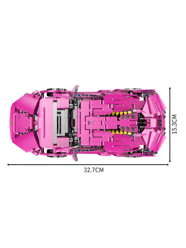 Pink Supercar Building Block Set - 929 PCS TECH-STORM Sports Vehicle LEGO Set - Lambocar Model for Ages 8+ TV5124