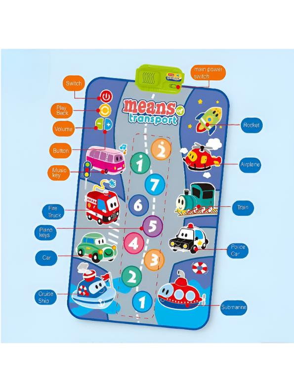 Interactive Musical Baby Toddler Mat | Transport Theme Electronic Piano Dance Play Pad 90x30 cm LMI15512