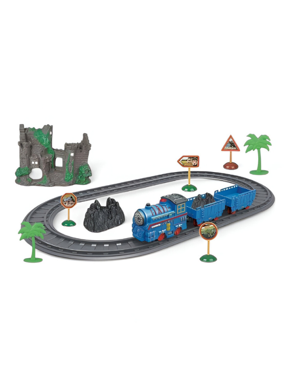 Adventure Theme Toy Train Set | Battery Operated Railway with Castle and Jungle Scenery LMI15361