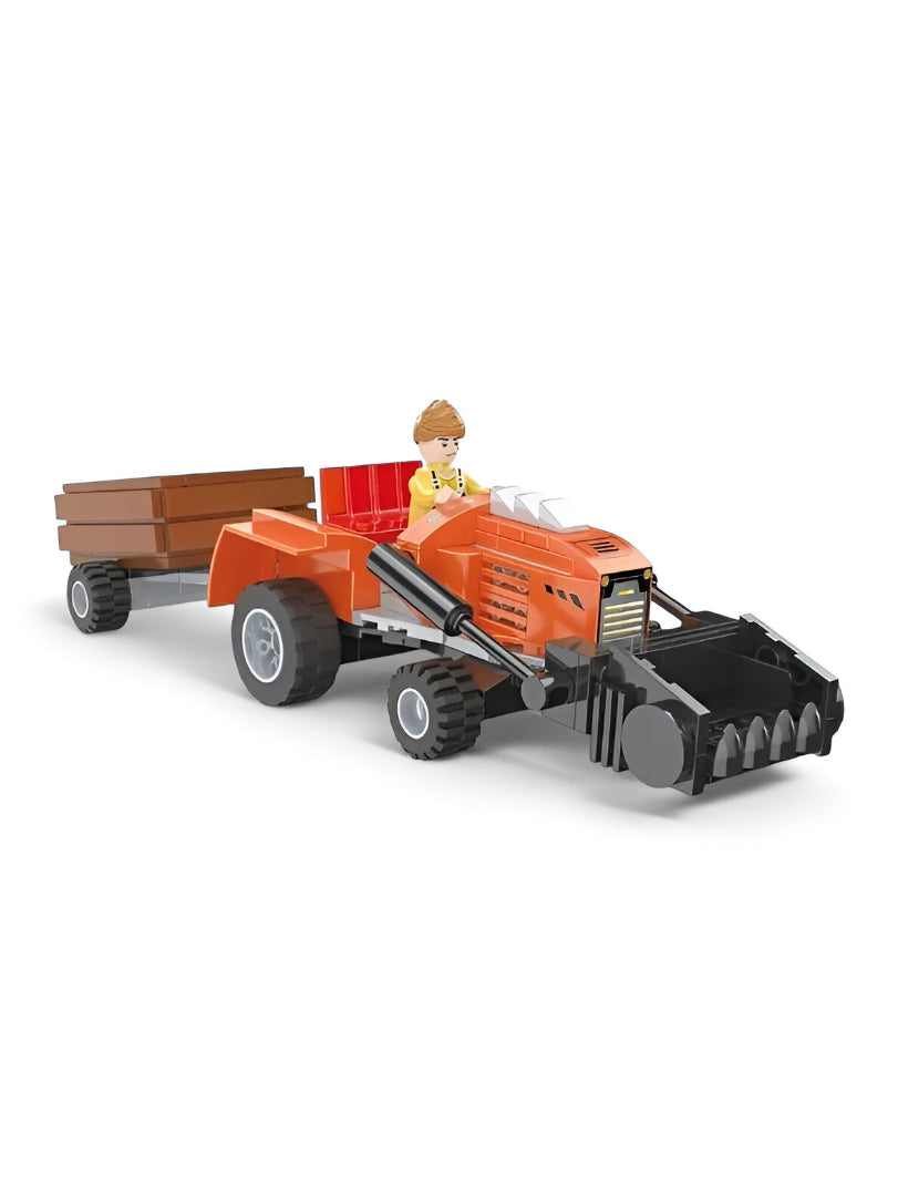Farm Tractor and Milk Tanker Trailer Building Block Set - COGO CITY LEGO Set - Agricultural Vehicle Toy for Kids Ages 6+ TV5078