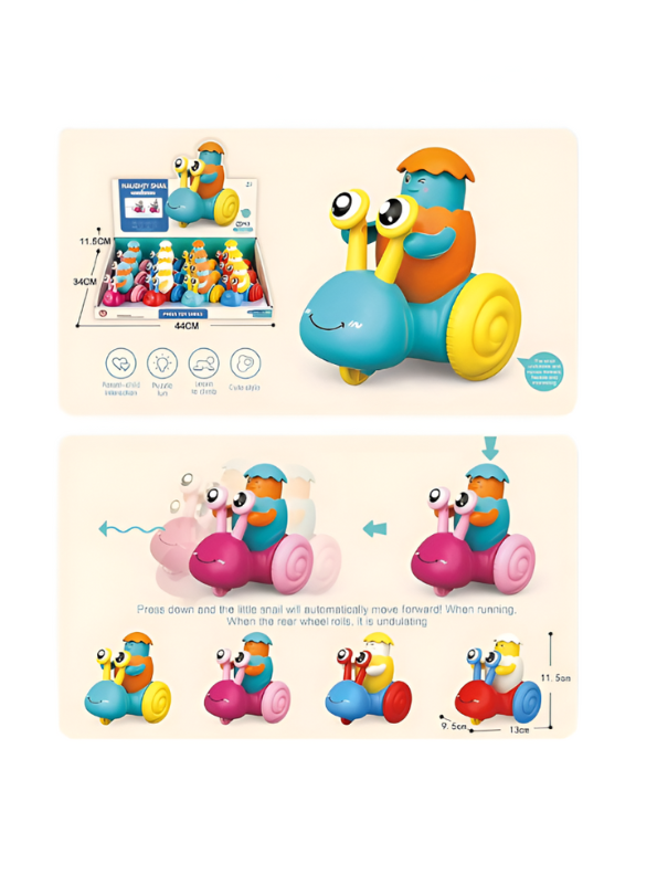 Blue - Push and Go Snail Toy with Winking Egg Rider | Rolling Baby & Toddler Motor Skills Toy LMI12712