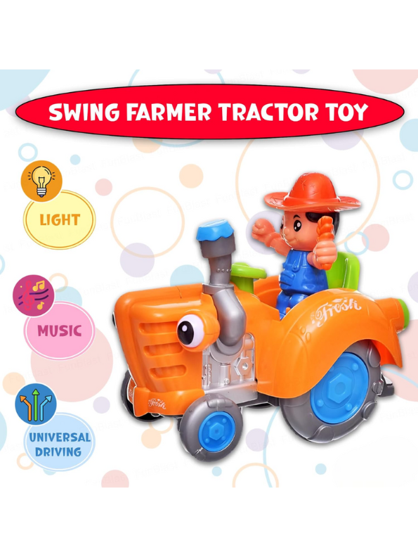 Interactive Bump & Go Toy Tractor with Flashing LED Lights & Music | Battery-Operated Farm Vehicle LMI13721