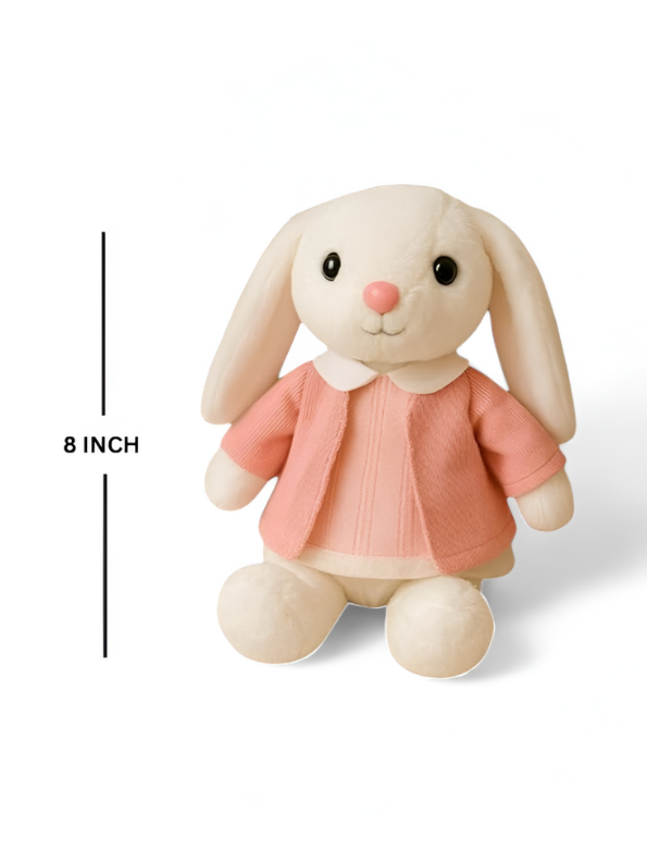 8 Inch Rabbit Soft Toy with Pink Cardigan - Plush Stuffed Bunny for Children LMI11372