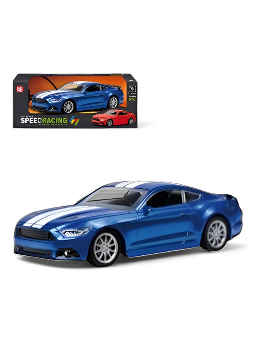 Blue Remote Control Mustang GT Toy Car with White Stripes | 1/Scale Electric RC Vehicle LMI14220