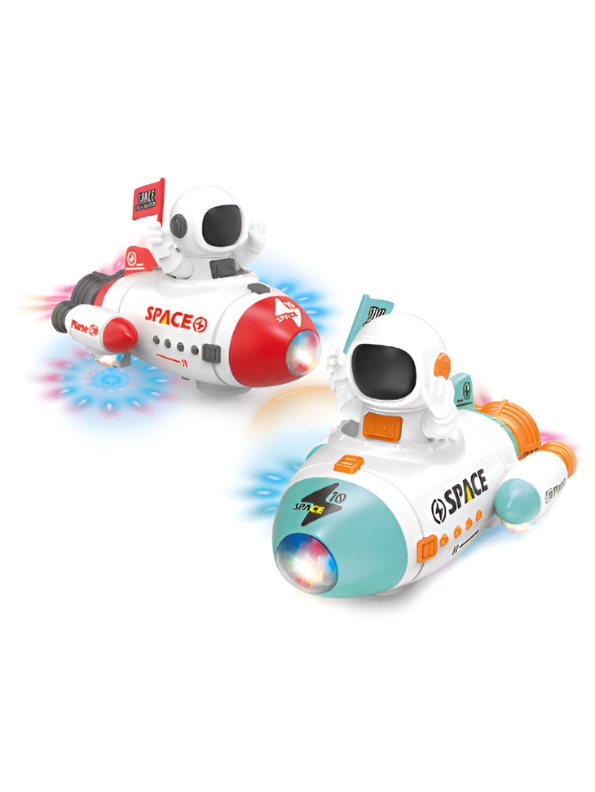 Red - Bump-and-Go Astronaut Space Rocket Car Toy with Flashing LED Lights and Sounds LMI15174