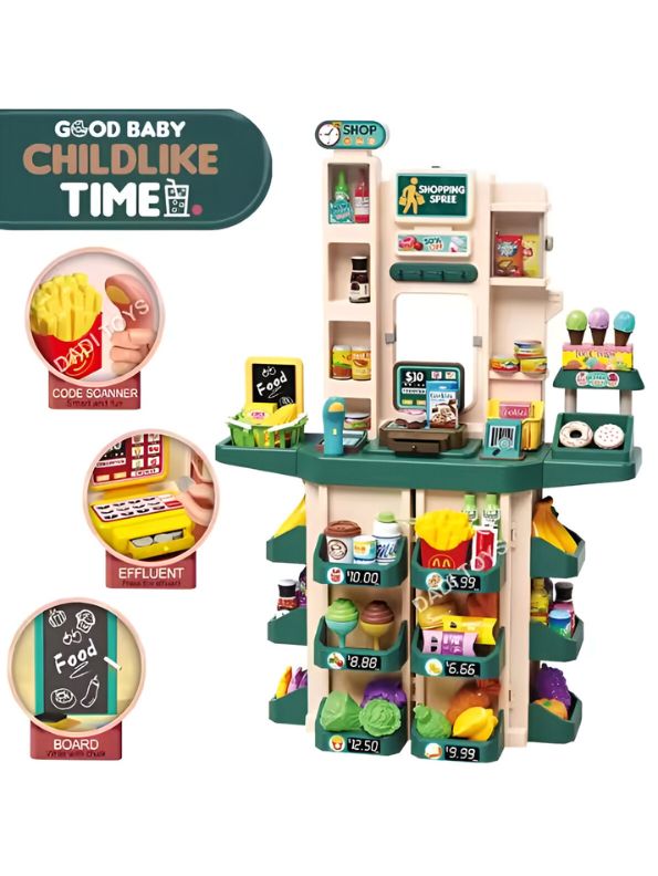 Little Shopper Supermarket – Kids Toy Cash Register Grocery Store Playset  with Accessories NX13726