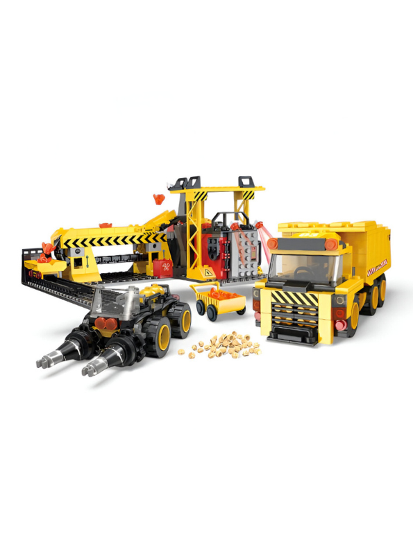 Construction Build Zone Building Block Set - COGO Dump Truck & Drill Vehicle 604 PCS LEGO Set - 3-in-1 Engineering Toy TV5104