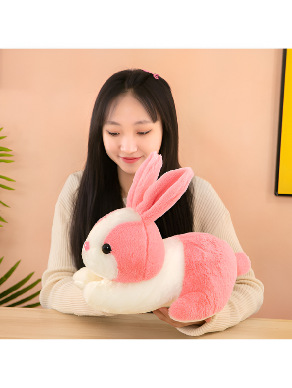 Cute Pink and White Bunny Stuffed Animal - Cuddly 8" Rabbit Soft Plush Toy for Kids LMI11102