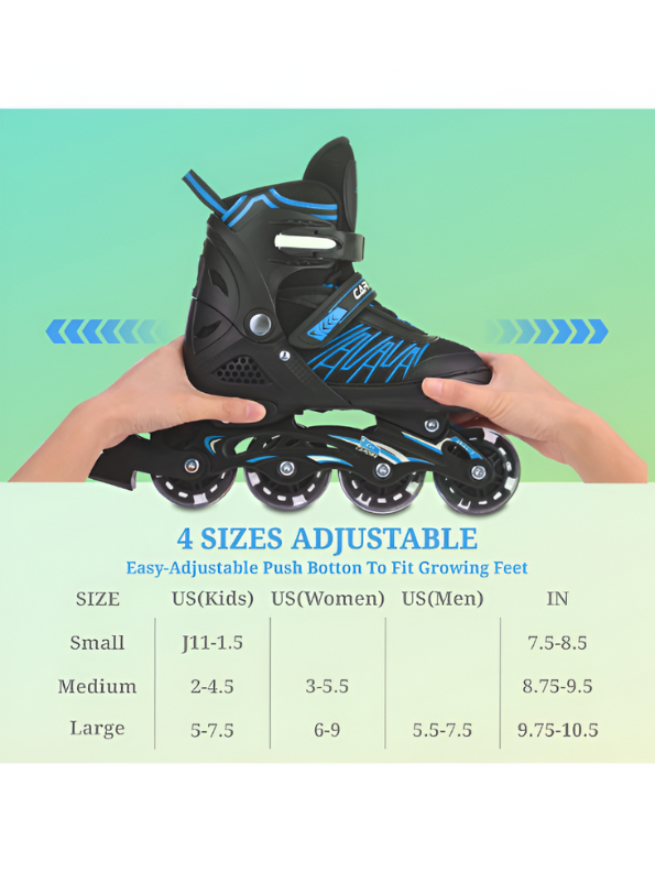 Pro-Grade Adjustable Inline Roller Skates with Flashing LED Light-Up Wheels - Unisex Design LMI10786
