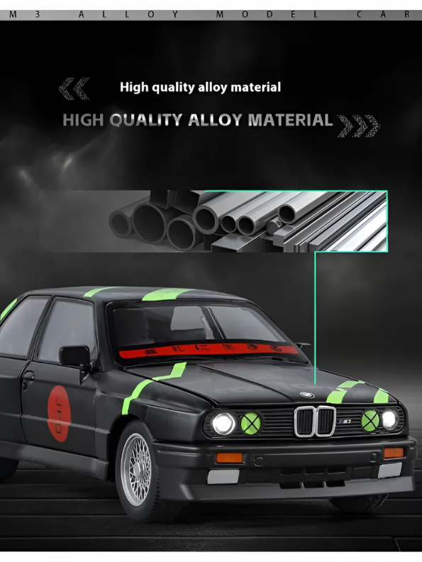 Black - BMW E30 M3 DTM Race Car Diecast Model | Warsteiner Livery 1:24 Scale | Classic Touring Car Collectible LMI15794