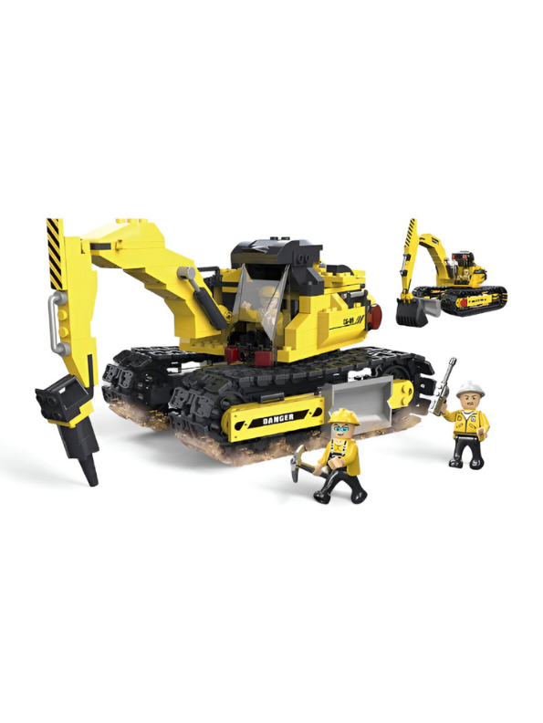 Heavy-Duty Excavator Building Blocks - 367+ PCS COGO TOWN Construction Vehicle LEGO Set - 2-in-1 Model with Figures TV5086