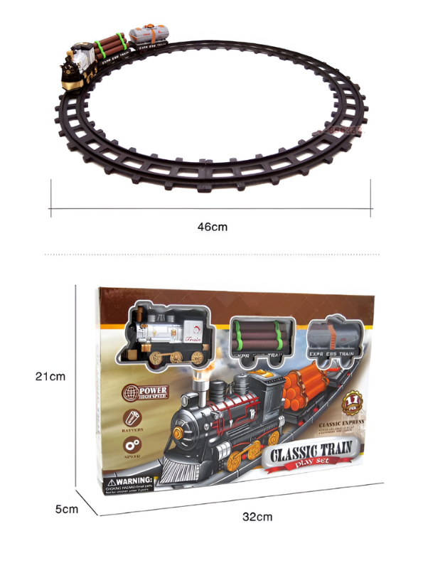 Classic Electric Train Set for Kids with Working Headlight, Realistic Sounds & Smoke - Battery Operated Rail Toys LMI7992