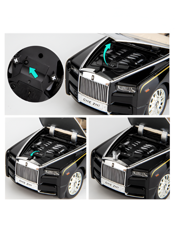 Black Rolls-Royce Phantom Diecast Model Car 1:18 Scale | Luxury Sedan Toy with Lights & Sound LMI15603
