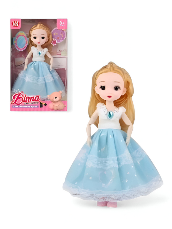 Binna Fashion Angel Doll (11-Inch) | Elegant Blue Princess Dress & Wings | Collectible Gift Toy for Girls 3+ LMI14020