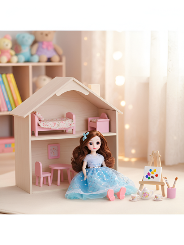 Fashion Doll in Light-Up/Glowing Blue Ball Gown | Binna "A Heavenly Beauty" Doll with Brown Hair LMI14886