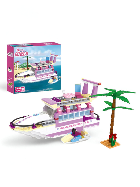 Dream Girls Carnival Cruise Yacht Building Block Set - 318 PCS Luxury Boat LEGO Set - Tropical Vacation Toy for Kids Ages 6+ TV5633