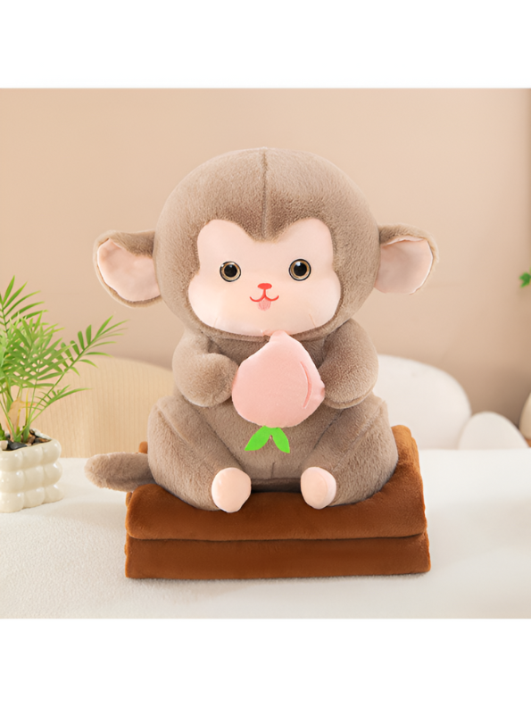 Grey - Cute Plush Monkey Stuffed Animal with Peach - Super Soft Toy Gift for Kids & Baby LMI14143