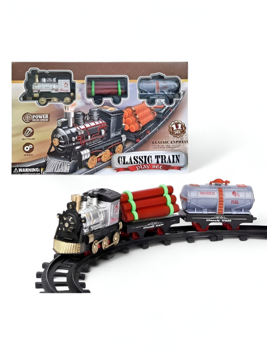 Classic Electric Train Set for Kids with Working Headlight, Realistic Sounds & Smoke - Battery Operated Rail Toys LMI7992