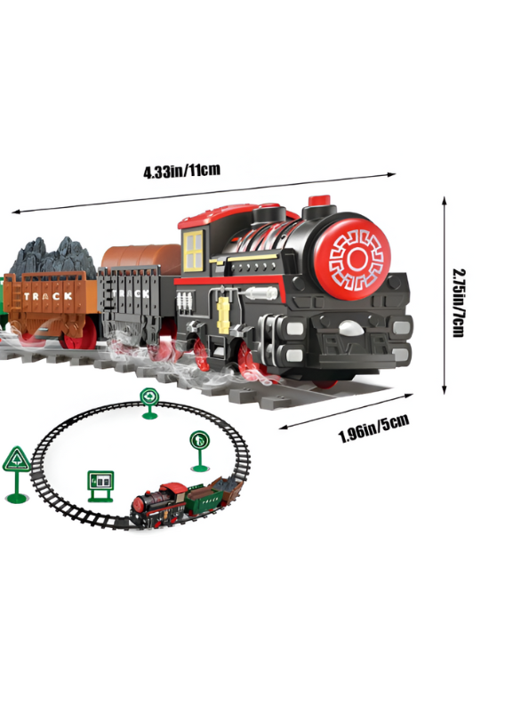 Classic Electric Toy Train Set with Tracks, Smoke, and Sound | Battery-Operated Steam Engine LMI15375